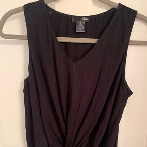 AQUA black, front knot, crop tank top